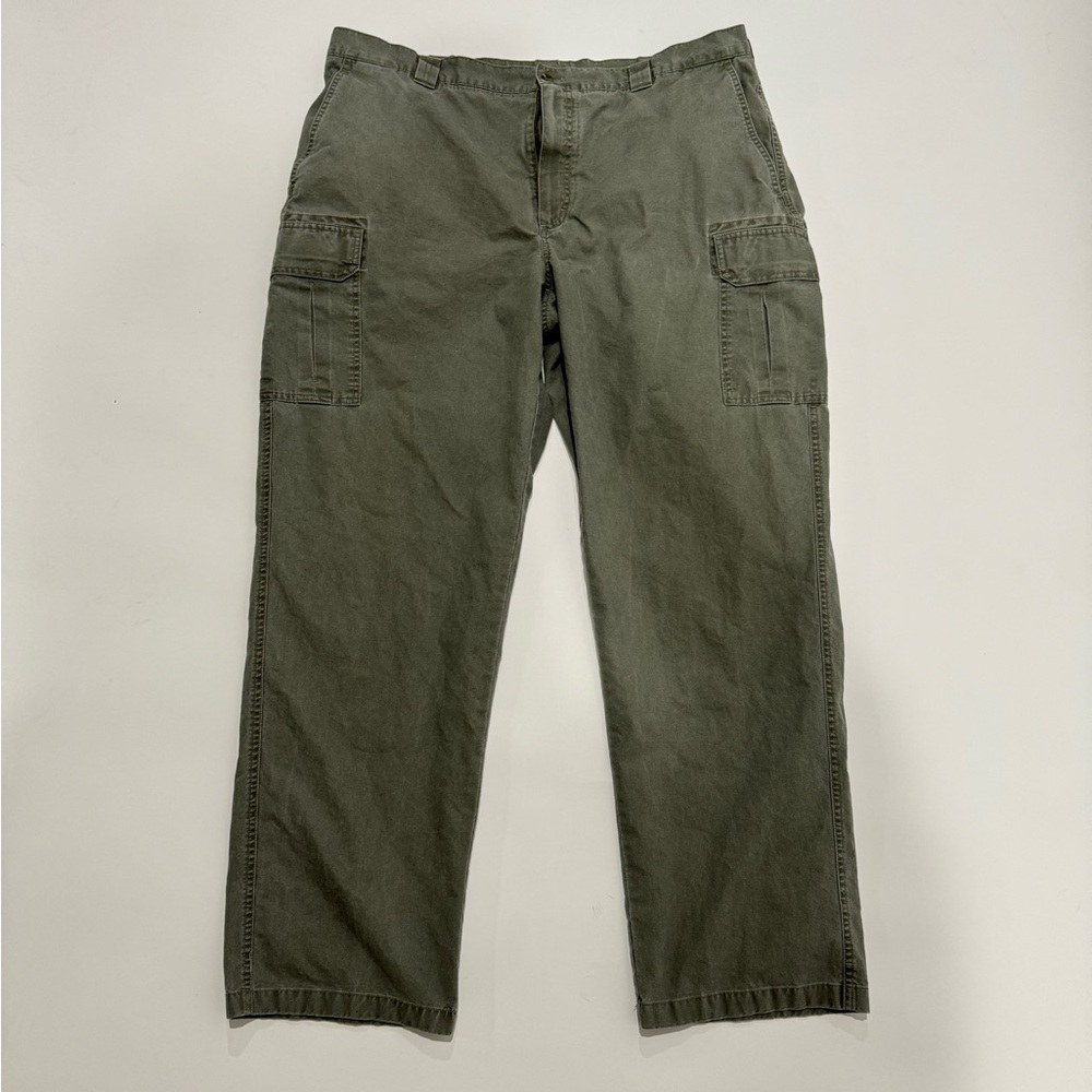 LL Bean Mens Natural Fit Cargo Pants Olive Green Cotton Sz 42x34